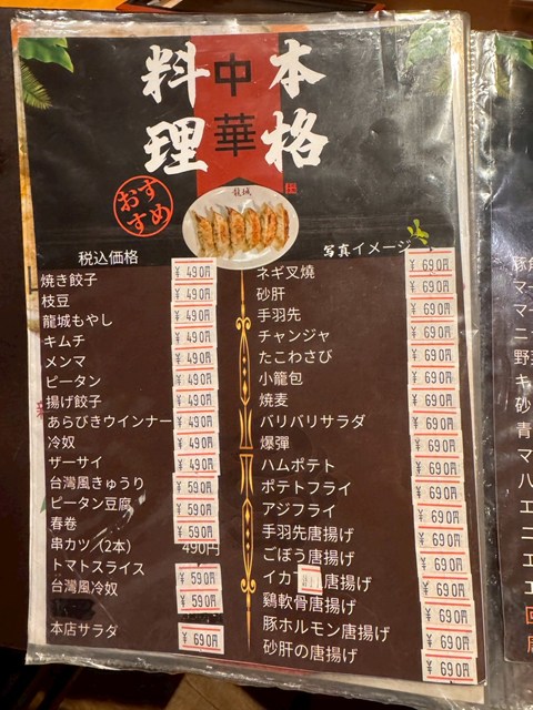 龍城 半田駅前店 メニュー